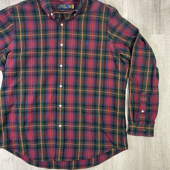 Polo Ralph Lauren Button Down Shirt Mens XL Red Blue Plaid Canvas 100% Cotton O - Picture 3 of 9